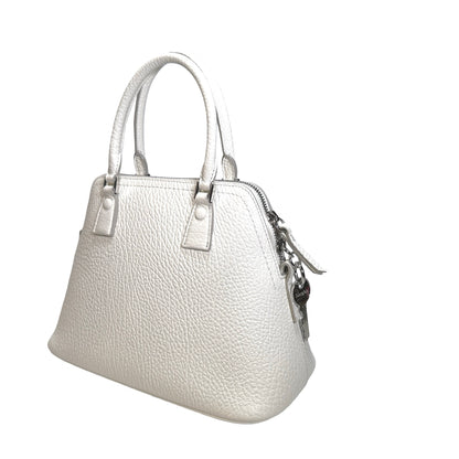 Used MAISON MARGIELA Textured Leather 5AC Classique Mini Bag Handbag White PHW