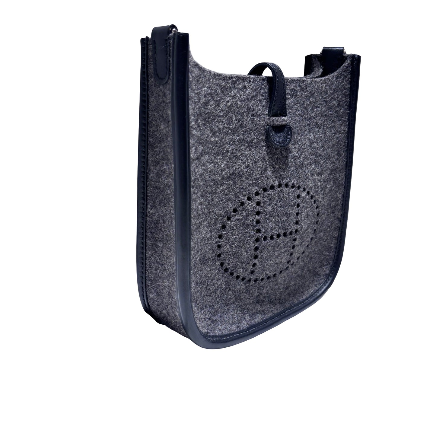 Used HERMÈS Wool MINI EVELYNE Cross Body Bag 0L Gris Moyen PHW