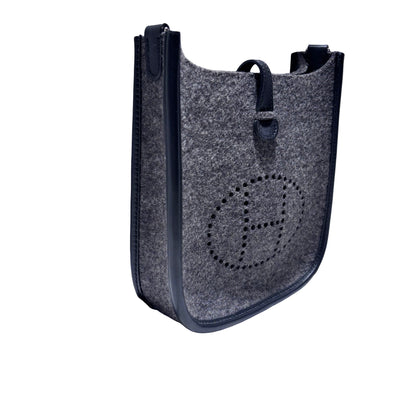 Used HERMÈS Wool MINI EVELYNE Cross Body Bag 0L Gris Moyen PHW
