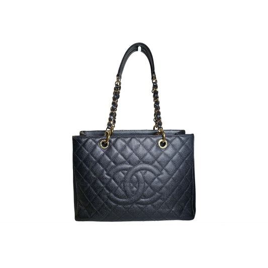 Used Chanel Caviar Leather GST Tote Bag Black GHW