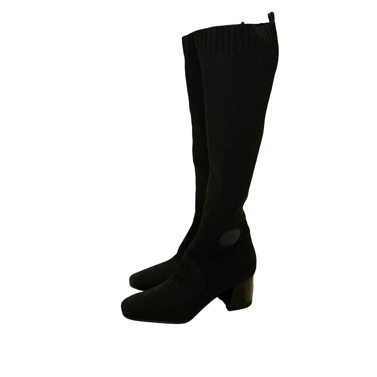 Used HERMES Knit Ex-Libris Volver 60 Boots Black