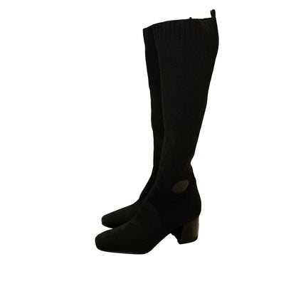 Used HERMES Knit Ex-Libris Volver 60 Boots Black