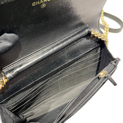 Used Chanel Lambskin Leather WOC Shoulder Bag Black GHW