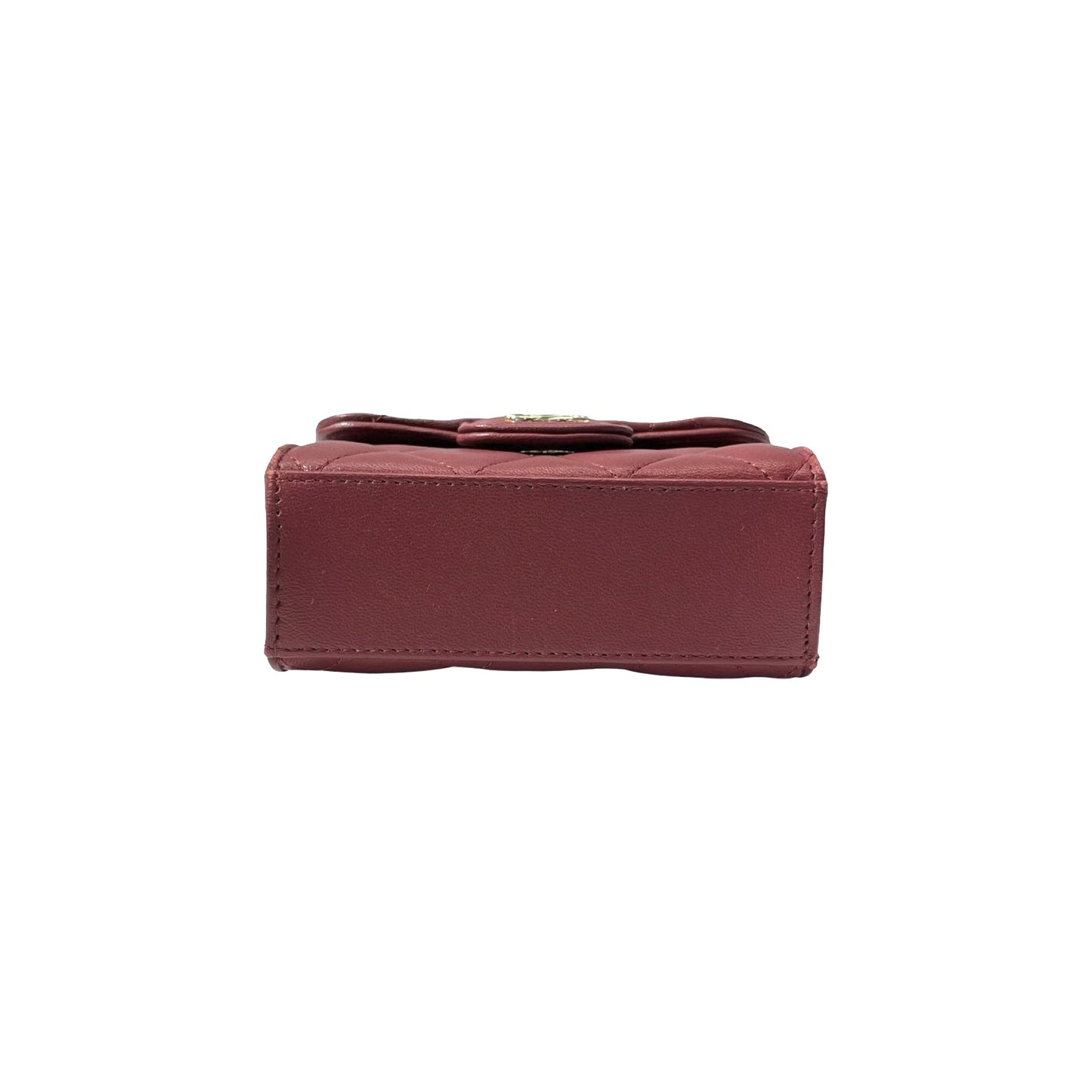 Used CHANEL Lambskin Leather Mini Handle Mini Bag GHW Red