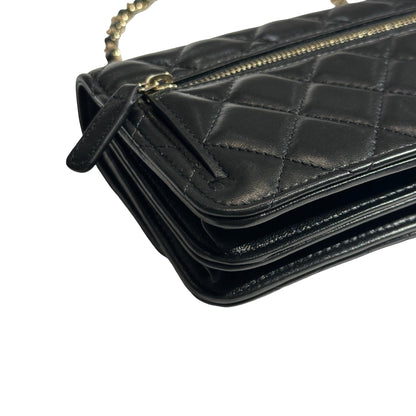 Used CHANEL Quilted Lambskin Trendy CC WOC Wallet on chain Black GHW