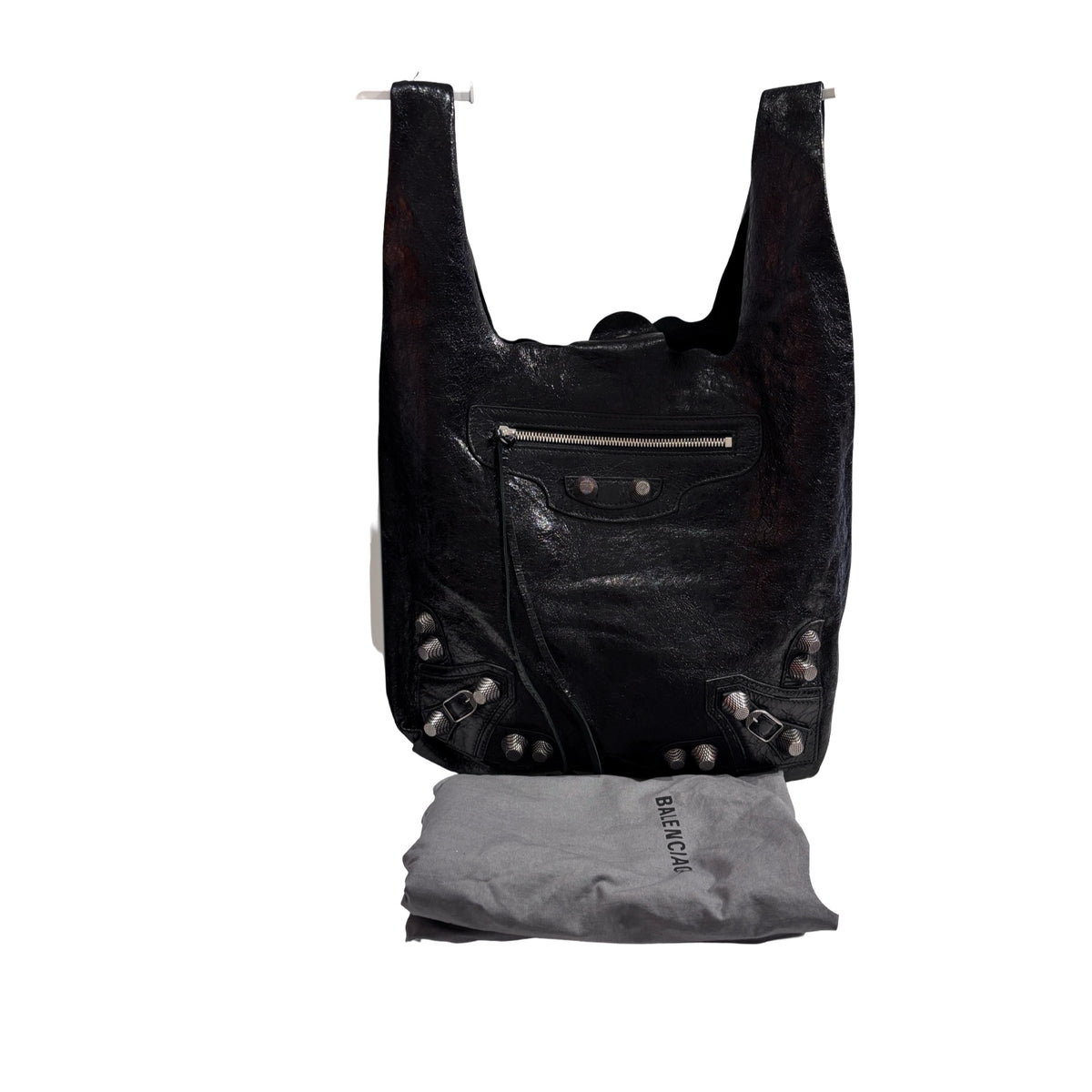 Used BALENCIAGA Leather City Tote Bag Shoulder Bag Black
