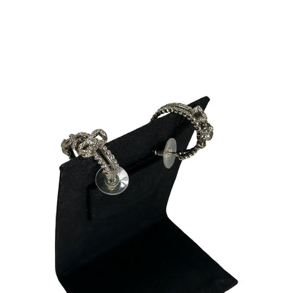Used CHANEL Crystals Silver-tone hardware CC Logo Crystal Crescent Moon Earrings Earrings Silver Clear