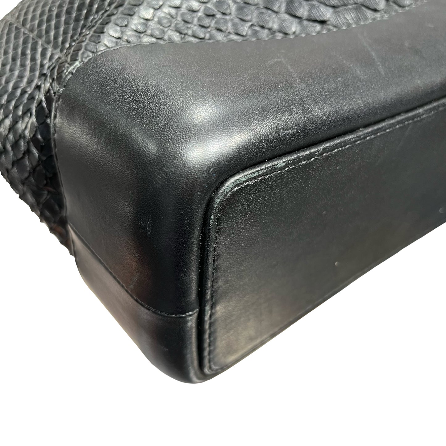 Used CHANEL Snake Skin Gabrielle Backpack Black