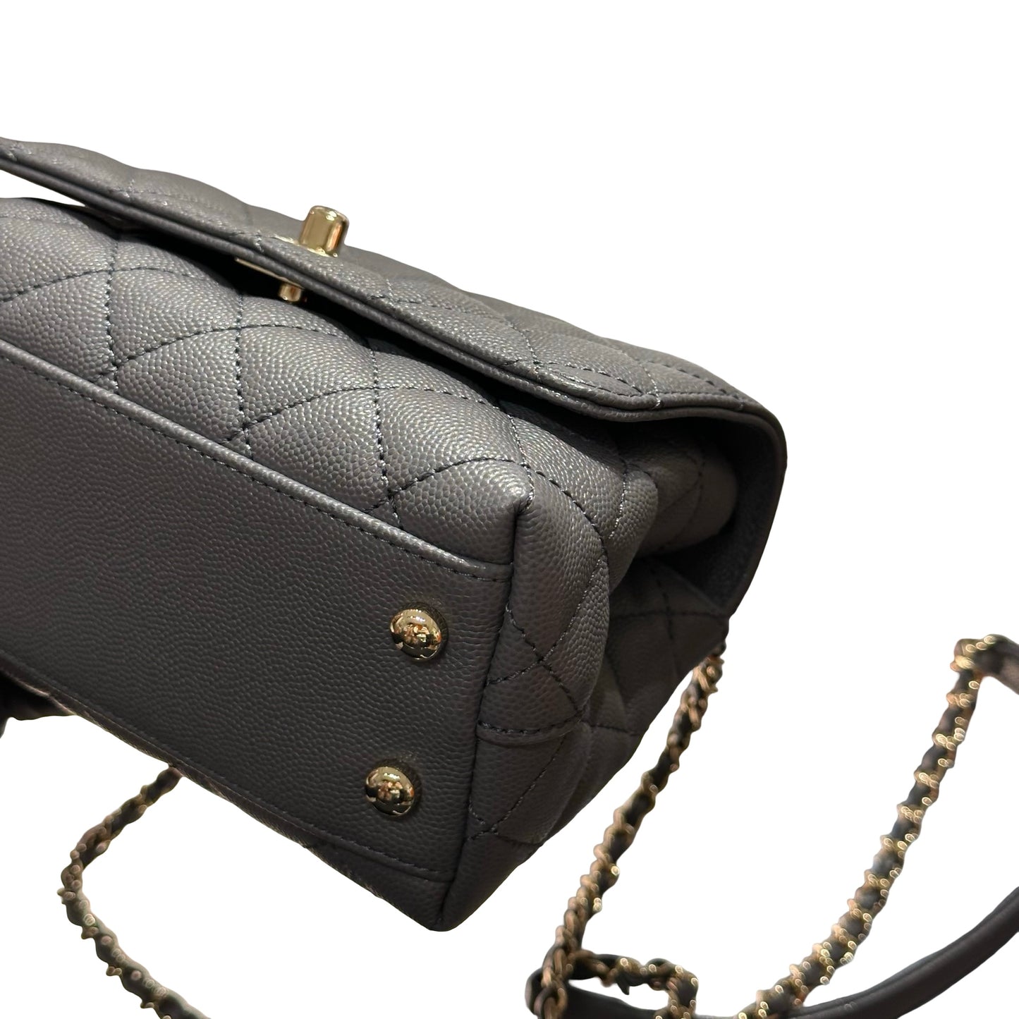 New CHANEL Calfskin Leather Mini coco handle Shoulder Bag GHW Black