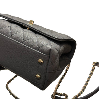 New CHANEL Calfskin Leather Mini coco handle Shoulder Bag GHW Black