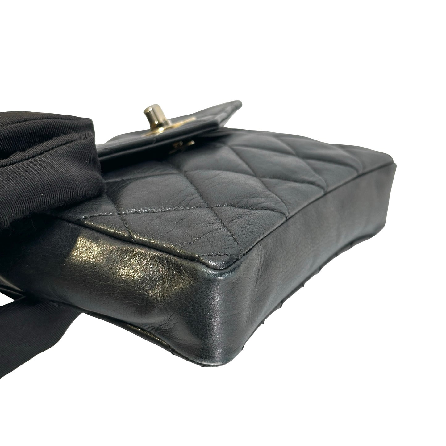 Used CHANEL Quilted Matelasse Belt bag Black