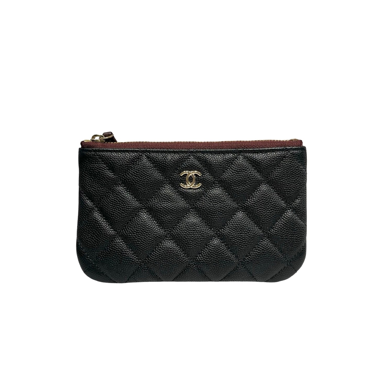 Used CHANEL Calfskin Leather  Pouch Black GHW
