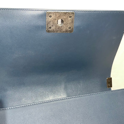 CHANEL BOY 25CM BLUE PHW CHAIN SHOULDER BAG [3001751]