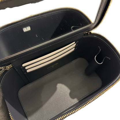 Used CHANEL Quilted Denim Vanity Case Vanity case Navy blue