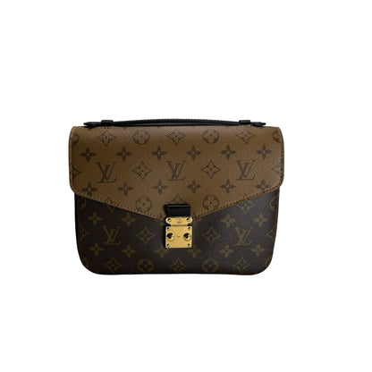 Used LOUIS VUITTON Monogram Monogram Reverse Pochette Metis Crossbody Bag Brown Light Brown
