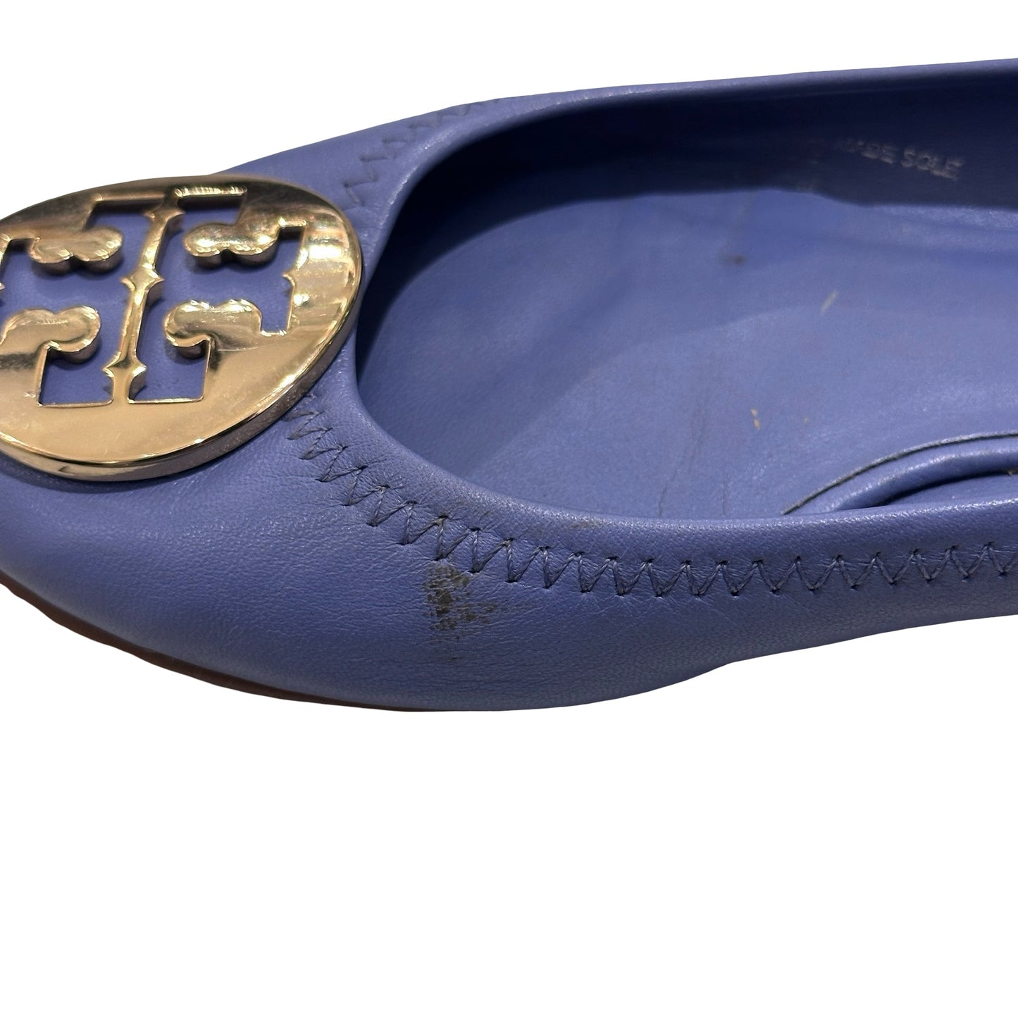 Used TORY BURCH Flats Shoes Navy Blue GHW