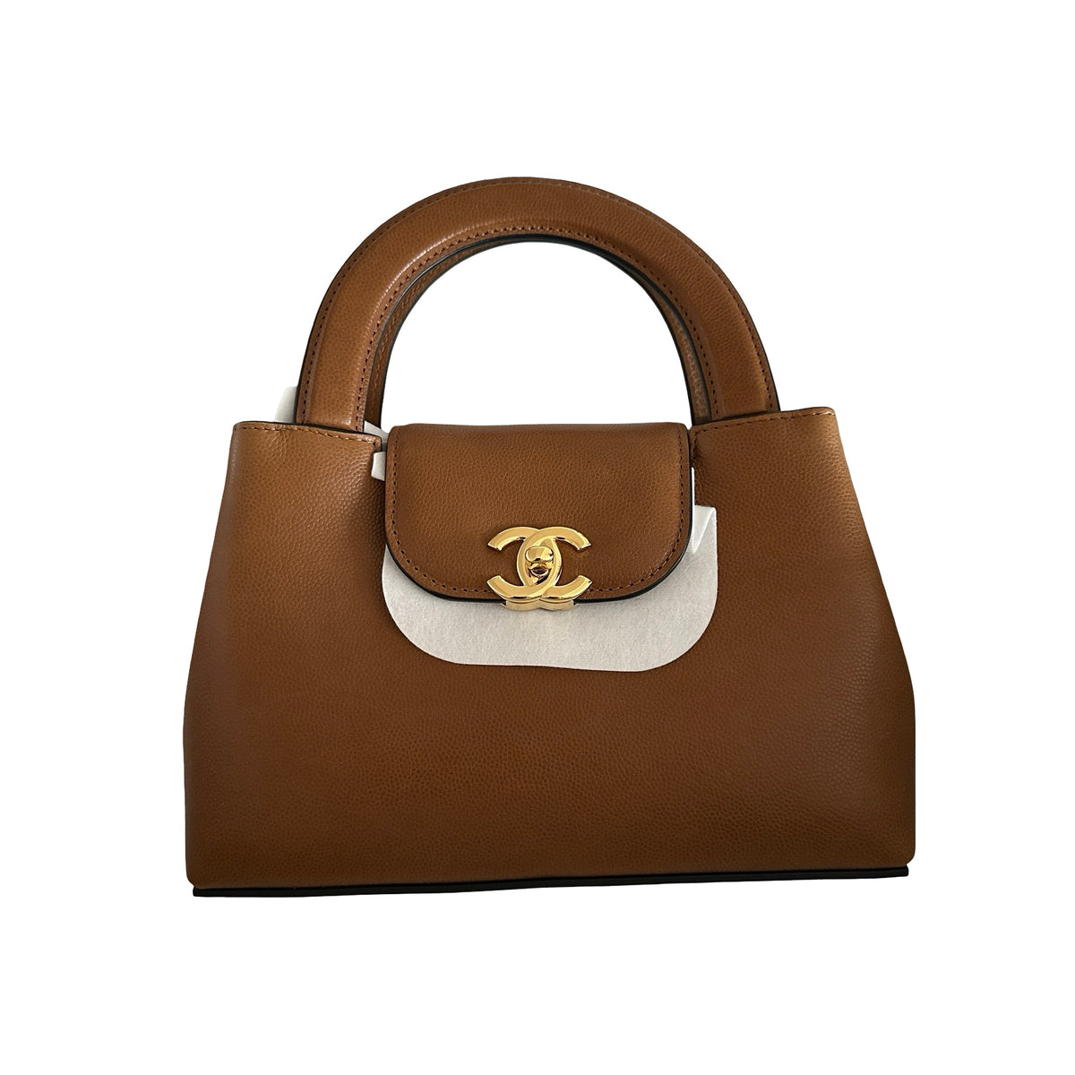 Brand New CHANEL Caviar Coco Handle Handbag Brown Gold