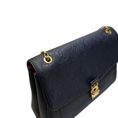 Used LOUIS VUITTON Monogram Empreinte Leather Pochette Metis Shoulder Bag Navy GHW
