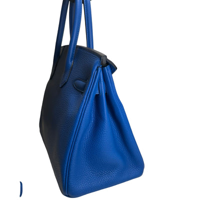 Used HERMES Togo Birkin 30 Handbag Blue PHW