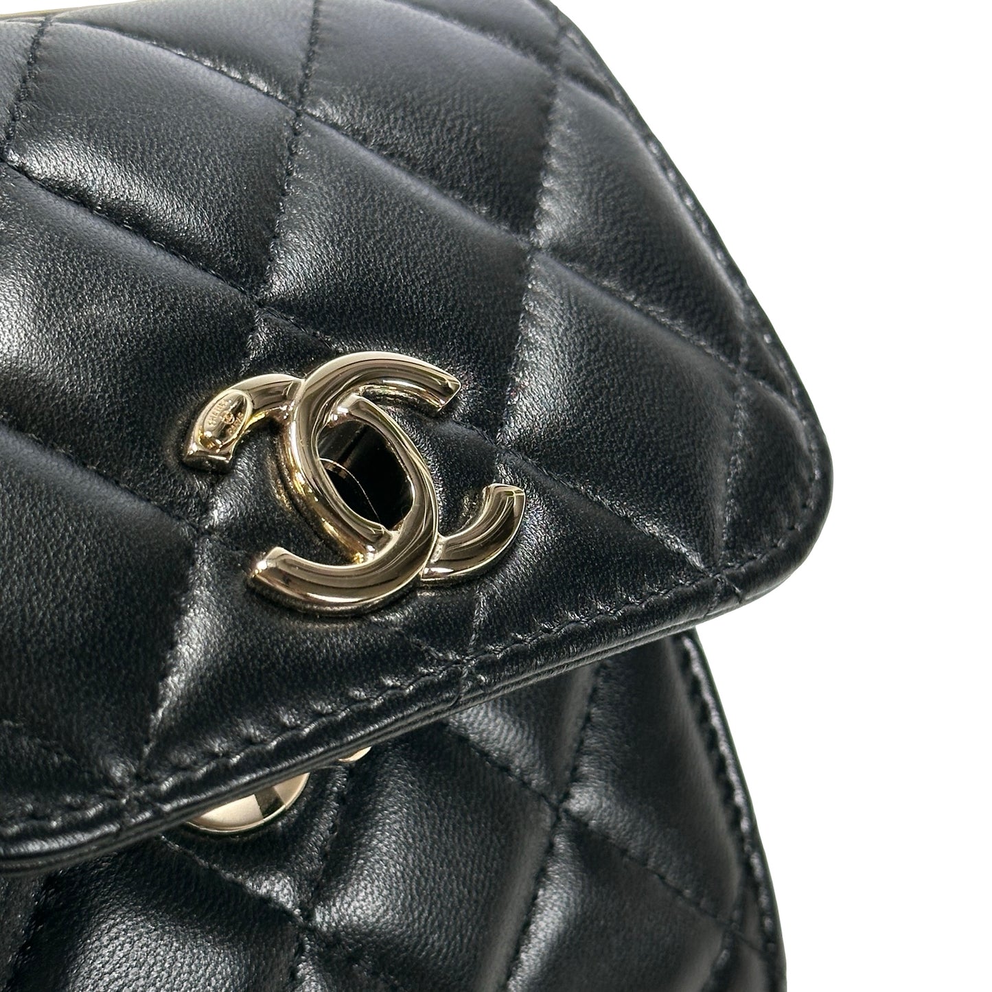 CHANEL Quilted Lambskin Trendy CC Square Clutch with Chain Mini Bag Black GHW