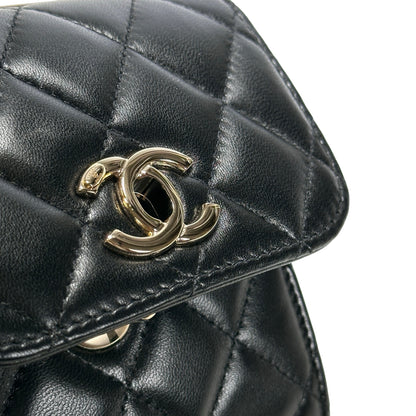 CHANEL Quilted Lambskin Trendy CC Square Clutch with Chain Mini Bag Black GHW