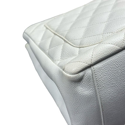 Used Chanel Calfskin Leather GST Shoulder Bag White