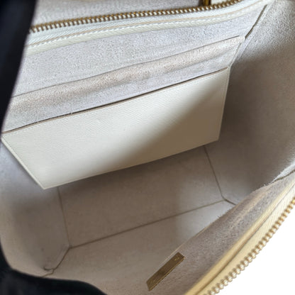 Used CELINE Grained Calfskin Belt Bag Handbag White GHW