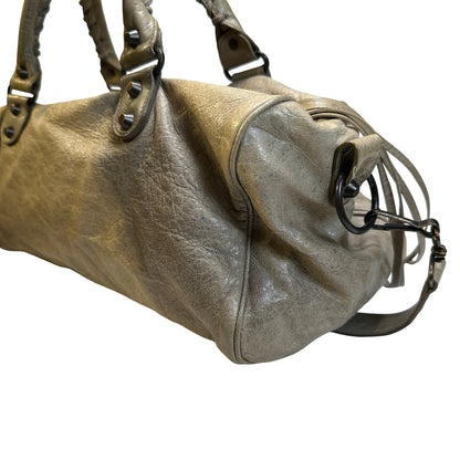 Used BALENCIAGA Leather Hardware City Bag Handbag Grey