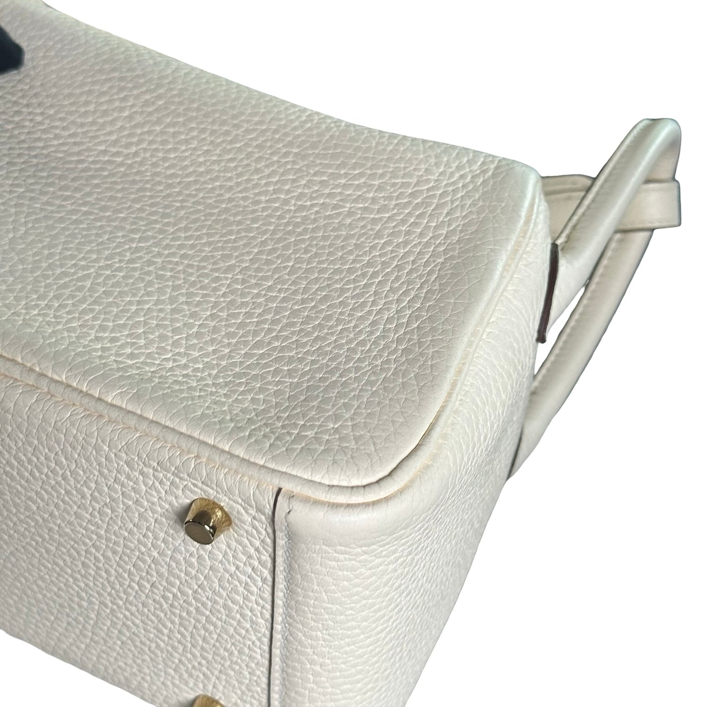 Used HERMES Clemence Mini Lindy Handbag Craie Gold