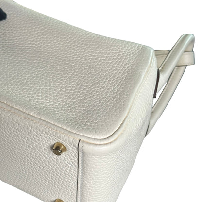 Used HERMES Clemence Mini Lindy Handbag Craie Gold