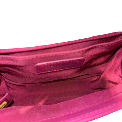 Used CHANEL Boy 20cm Cross Body Bag Red PHW