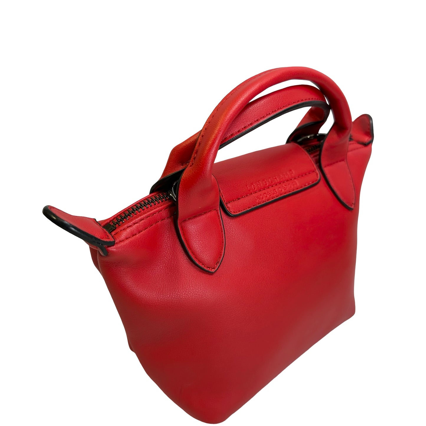 Used LONGCHAMP Leather Le Pliage Handbag Red