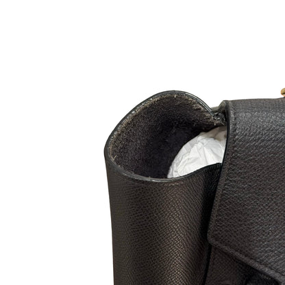 Used CÉLINE Calfskin Leather Belt Cross Body Bag Black GHW