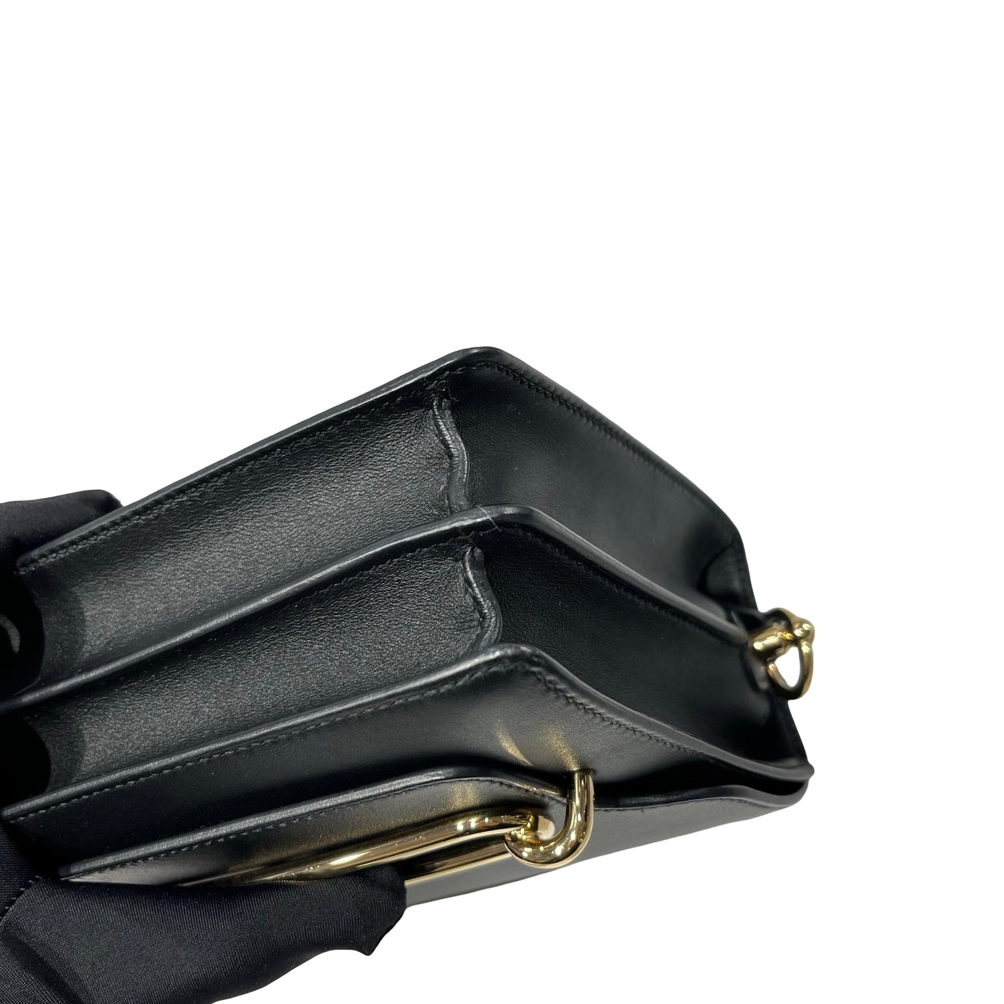 Used HERMÈS Calfskin Leather Roulis mini Shoulder Bag Black GHW
