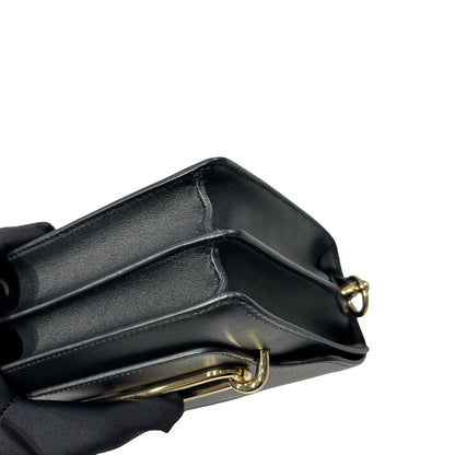 Used HERMÈS Calfskin Leather Roulis mini Shoulder Bag Black GHW