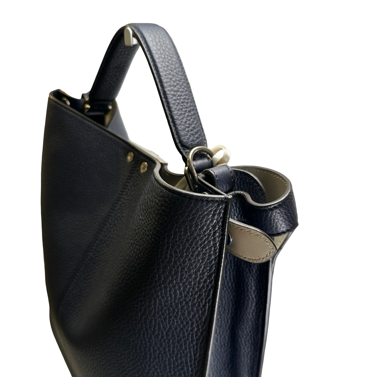 Used FENDI Leather Peekaboo Handbag Navy