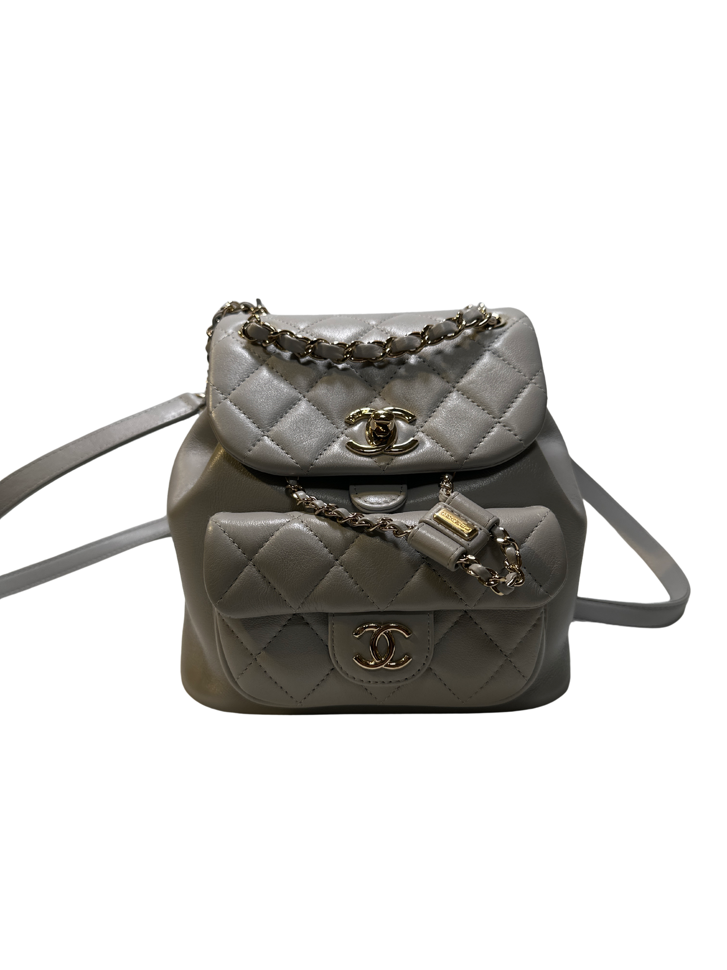 Used CHANEL Duma small Backpack (Rucksack) Grey GHW