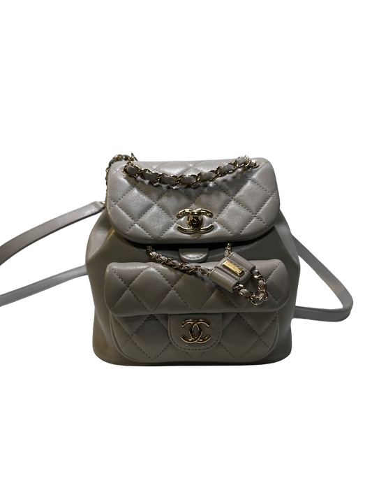 Used CHANEL Duma small Backpack (Rucksack) Grey GHW