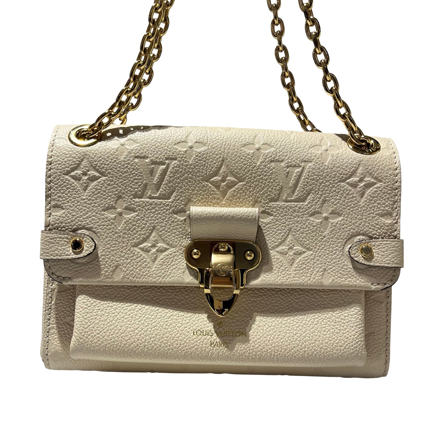 Used LOUIS VUITTON Monogram Empreinte Leather Vavin BB Shoulder Bag Ivory GHW