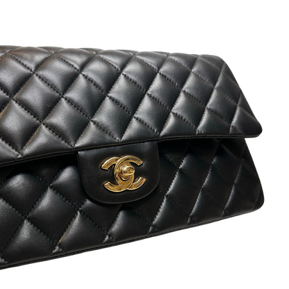 Used CHANEL Lambskin CF 25 Chain shoulder bag Black GHW