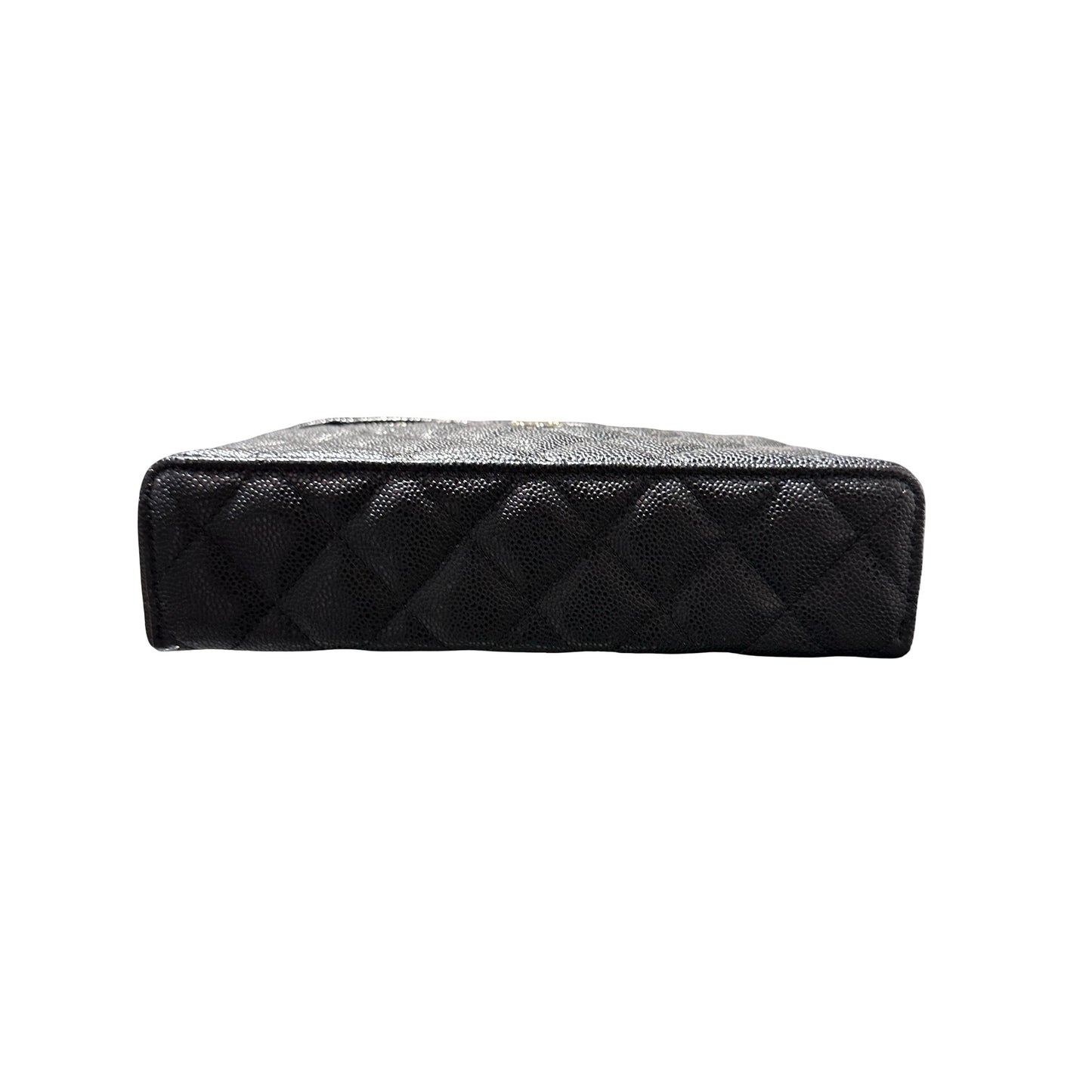 Used CHANEL Caviar Leather LP Vanity Case Cross Body Bag Black GHW