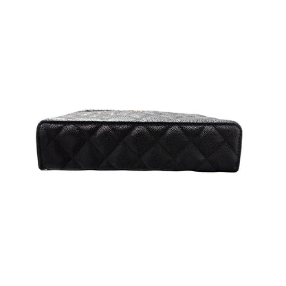 Used CHANEL Caviar Leather LP Vanity Case Cross Body Bag Black GHW