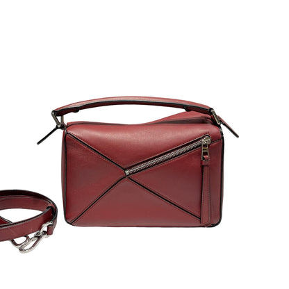 Used LOEWE Calfskin Leather Puzzle Cross Body Bag Red PHW