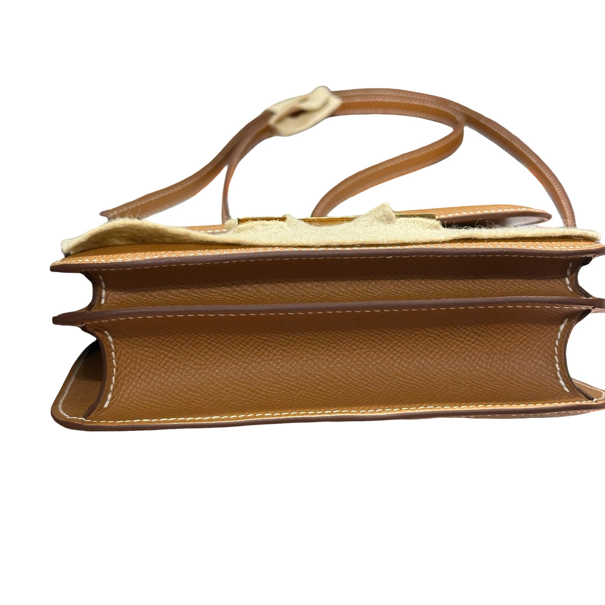Brand New HERMES Epsom Felt Mini Constance Crossbody Bag Gold FHW