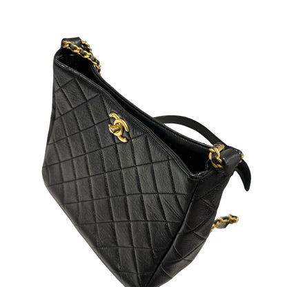 Used CHANEL Lambskin 22PHobo Bag Shoulder Bag Black Gold