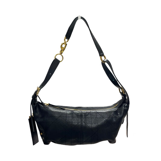 Used DIOR Calfskin Leather D-Joy Medium Shoulder Bag Black