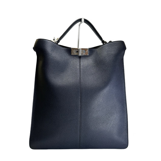 Used FENDI Leather Peekaboo Handbag Navy