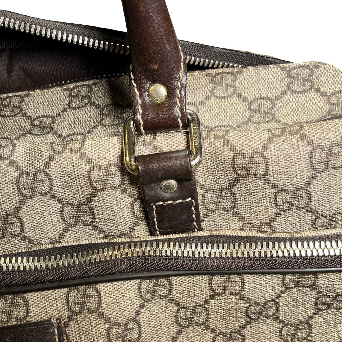 Used GUCCI GG Supreme GG Supreme Briefcase Beige Brown PHW
