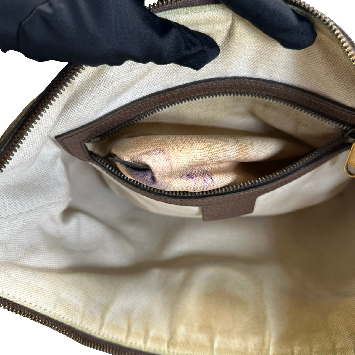 Used GUCCI GG Supreme Web Ophidia Shoulder Bag Beige Brown Green Red