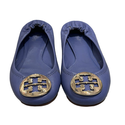 Used TORY BURCH Flats Shoes Navy Blue GHW